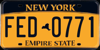 NY license plate FED0771