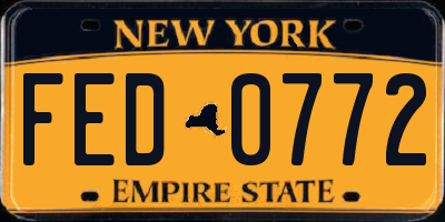 NY license plate FED0772
