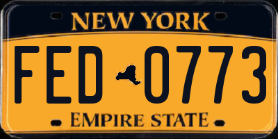 NY license plate FED0773