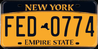 NY license plate FED0774