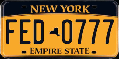 NY license plate FED0777