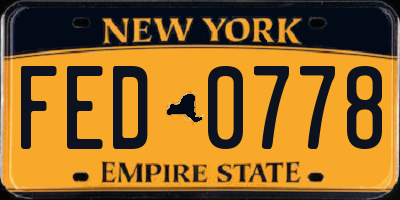 NY license plate FED0778