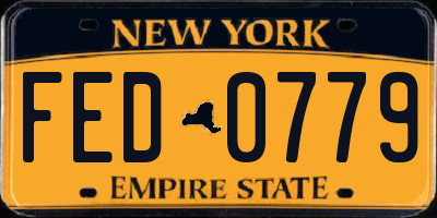 NY license plate FED0779