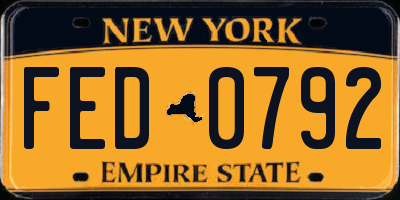 NY license plate FED0792