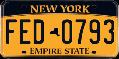 NY license plate FED0793