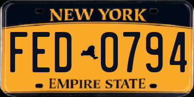 NY license plate FED0794