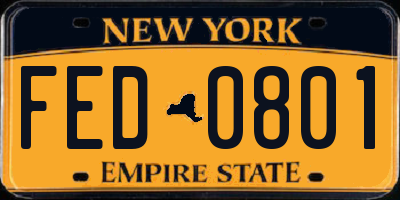 NY license plate FED0801