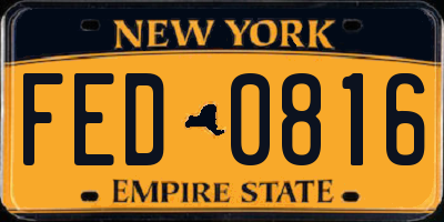 NY license plate FED0816