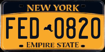 NY license plate FED0820