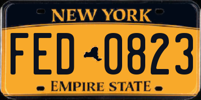 NY license plate FED0823