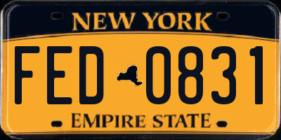 NY license plate FED0831
