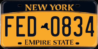 NY license plate FED0834