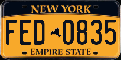 NY license plate FED0835