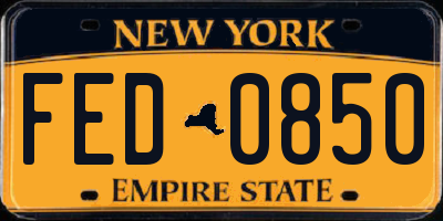 NY license plate FED0850
