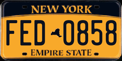 NY license plate FED0858