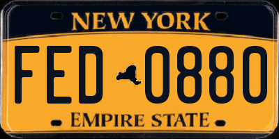 NY license plate FED0880