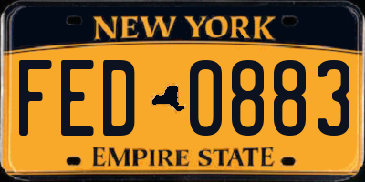 NY license plate FED0883