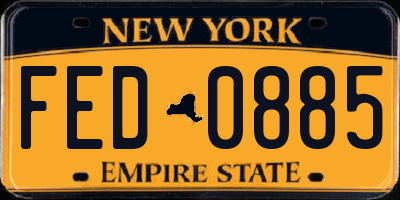 NY license plate FED0885