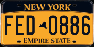 NY license plate FED0886
