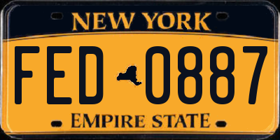 NY license plate FED0887