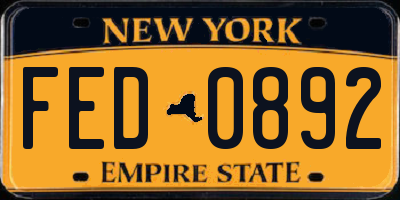 NY license plate FED0892