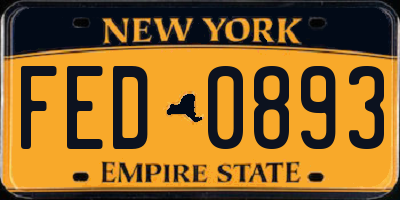 NY license plate FED0893
