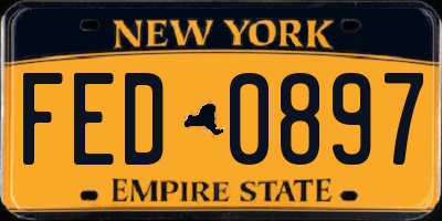 NY license plate FED0897