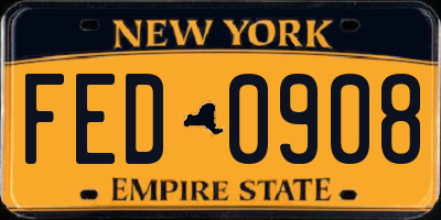 NY license plate FED0908