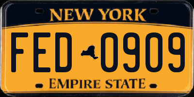 NY license plate FED0909