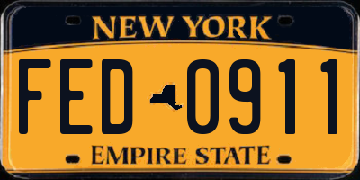 NY license plate FED0911