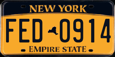 NY license plate FED0914