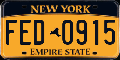 NY license plate FED0915