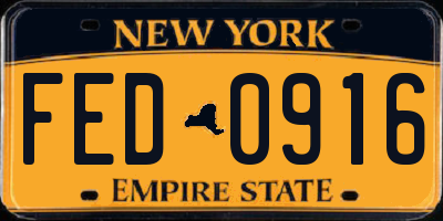 NY license plate FED0916