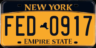 NY license plate FED0917