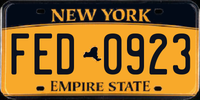 NY license plate FED0923