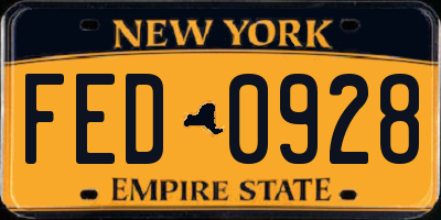 NY license plate FED0928