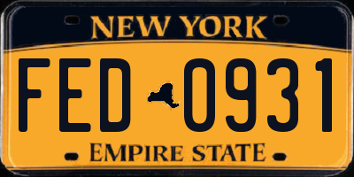 NY license plate FED0931