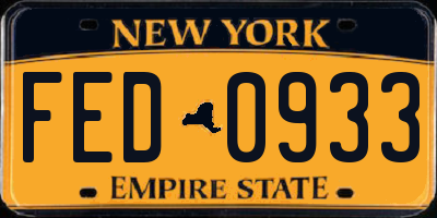 NY license plate FED0933