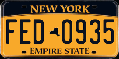 NY license plate FED0935