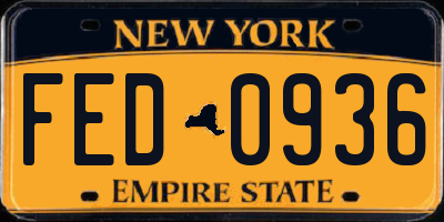 NY license plate FED0936