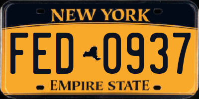 NY license plate FED0937