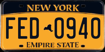 NY license plate FED0940