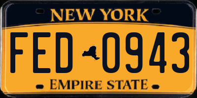 NY license plate FED0943