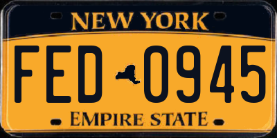 NY license plate FED0945