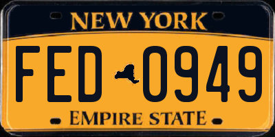NY license plate FED0949