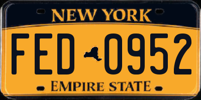 NY license plate FED0952