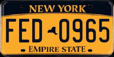 NY license plate FED0965