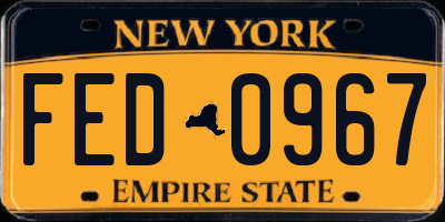 NY license plate FED0967