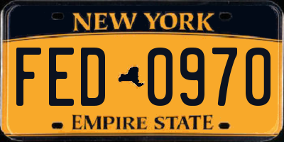 NY license plate FED0970