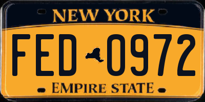 NY license plate FED0972